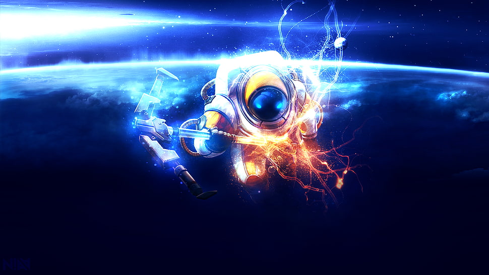 blue and yellow abstract painting, League of Legends, Nautilus, tank HD wallpaper