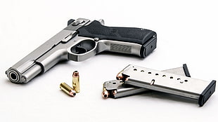 silver and black pistol, gun, pistol, Smith & Wesson, Smith & Wesson Model 1006