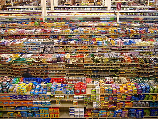 product lot, super market, markets, food, lines HD wallpaper