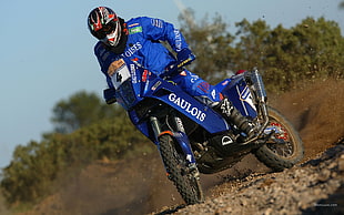blue motorcycle, KTM, Dakar, motorcycle, vehicle