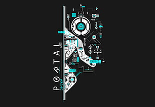 teal and white Portal floor plan, Gamer, gamers, Portal (game), Portal 2 HD wallpaper