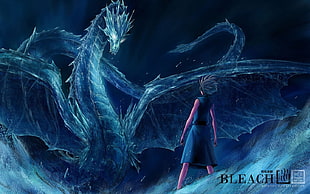 Bleach digital wallpaper, Bleach, Hitsugaya Toshiro, dragon, ice