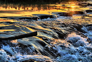 waterfalls during sunset HD wallpaper