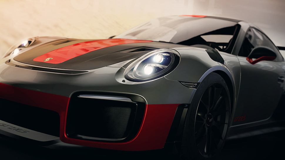 photo of gray and red Porsche coupe HD wallpaper