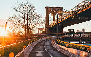 Brooklyn Bridge, landscape, bridge, sunlight, road