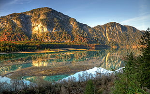 mountain and lake, nature, landscape, mountains, lake HD wallpaper