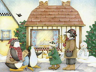 Christmas themed iluustration HD wallpaper