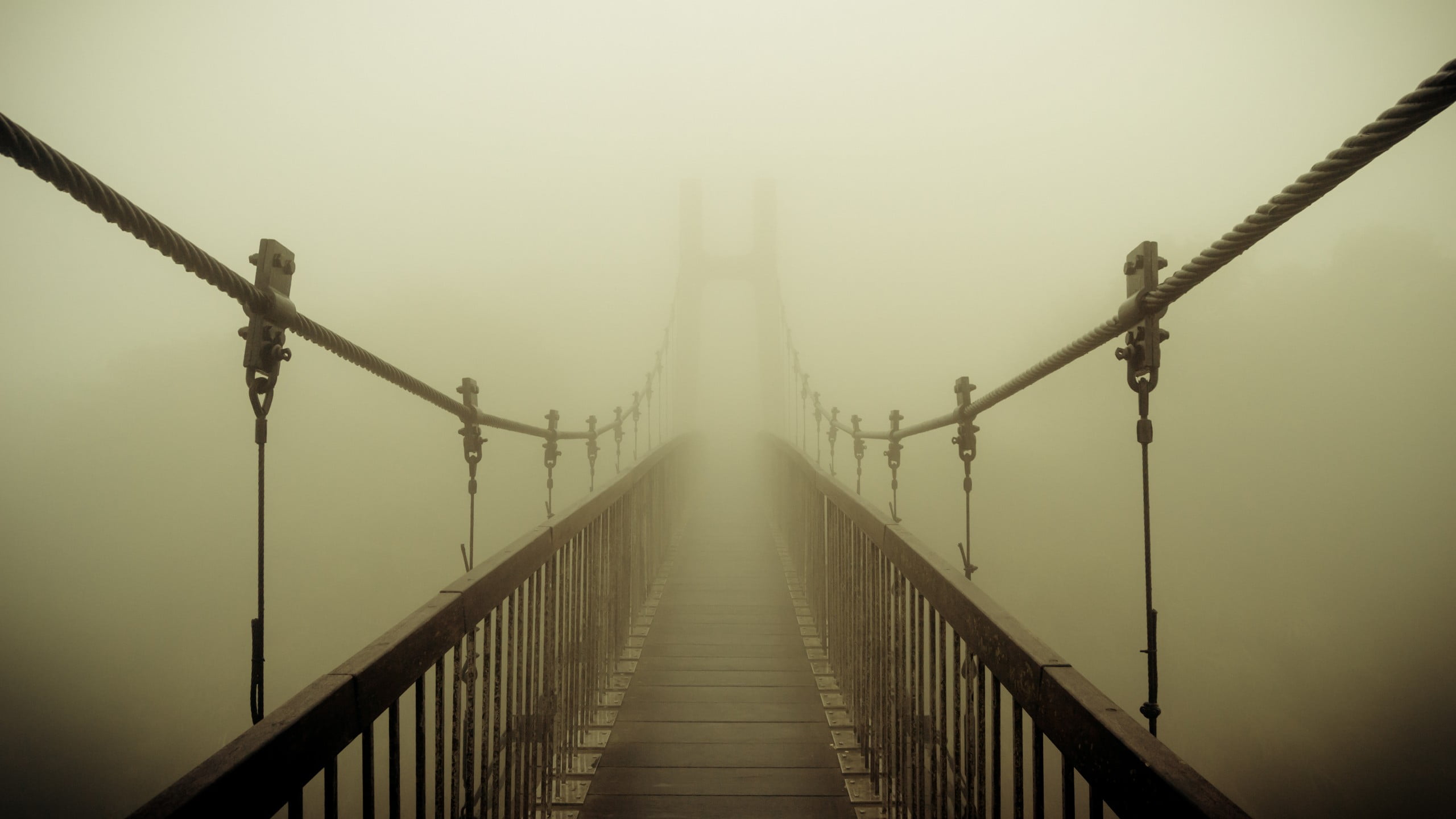 Ты ушла в эту легкий туман. Мост в тумане. Подвесной мост в тумане. Мост в никуда. Фотообои подвесной мост в тумане.