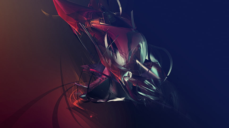 red and gray abstract 3D art HD wallpaper