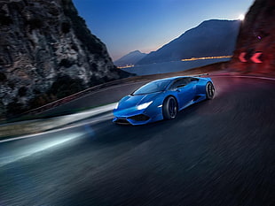 blue coupe, Lamborghini, Lamborghini Huracan