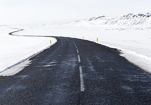 asphalt road, nature, road, snow