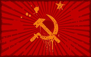 orange hatchet logo, Russia, USSR, red, flag
