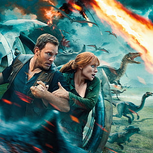 Chris Pratt, Jurassic World: Fallen Kingdom, Chris Pratt, Bryce Dallas Howard HD wallpaper