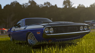 blue Ford coupe, video games, Forza Motorsport, Dodge, Dodge Challenger