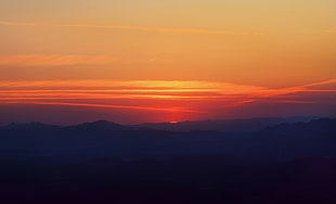 silhouette of mountains, landscape, nature