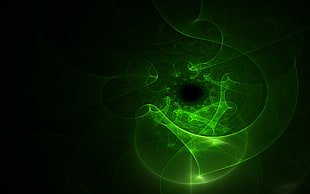 green LED light, abstract, green, shapes, digital art