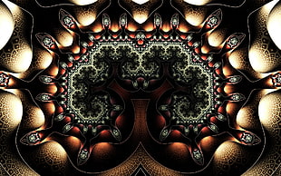 black and brown floral textile, abstract, fractal, symmetry