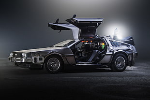gray Back to the Future coupe HD wallpaper