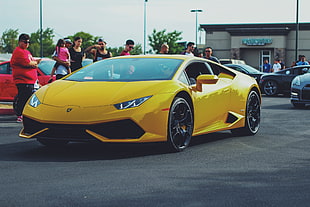 yellow sport coupe, Lamborghini, Lamborghini Huracan, Lamborghini Huracan LP 610-4 , car