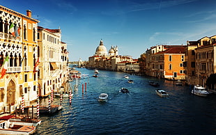 white boat, Venice, building, river, boat
