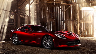 red coupe, Dodge Viper, Dodge, red cars, vehicle