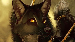black fox illustration, furry, wolf