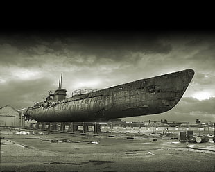 gray ship, military, ship, submarine, World War II HD wallpaper