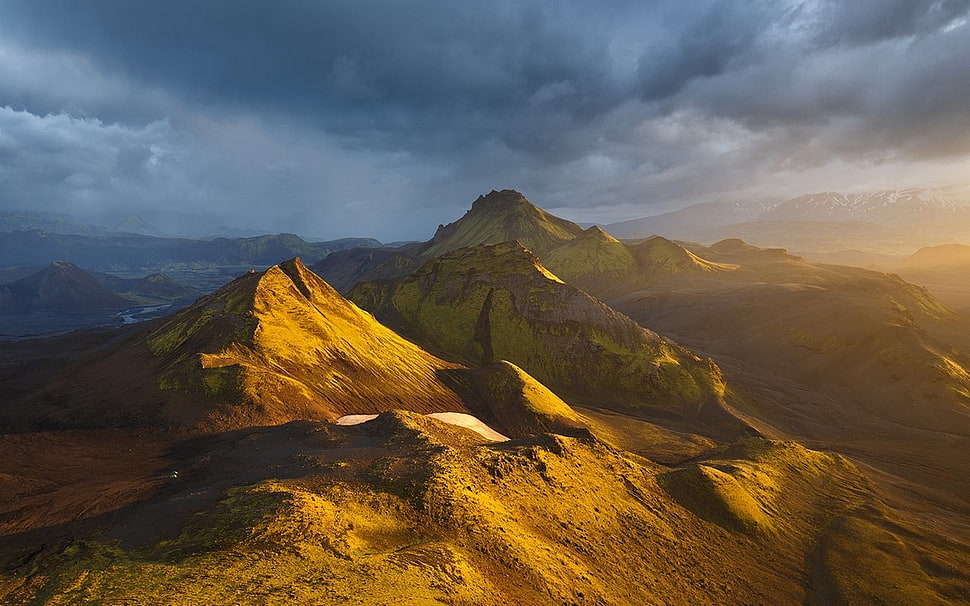 mountain range, nature, landscape, mountains, clouds HD wallpaper