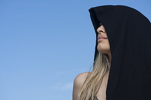woman wearing black scarf HD wallpaper