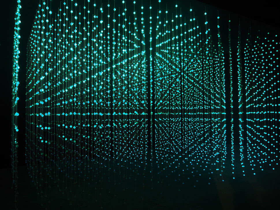 blue lights on a dark background HD wallpaper