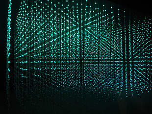 blue lights on a dark background
