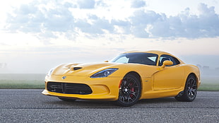 yellow coupe, Dodge Viper, Dodge, car, yellow cars