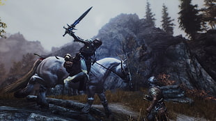 gray horse illustration, artwork, video games, The Elder Scrolls V: Skyrim