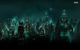 black buildings illustration, fantasy art, Rapture, BioShock HD wallpaper