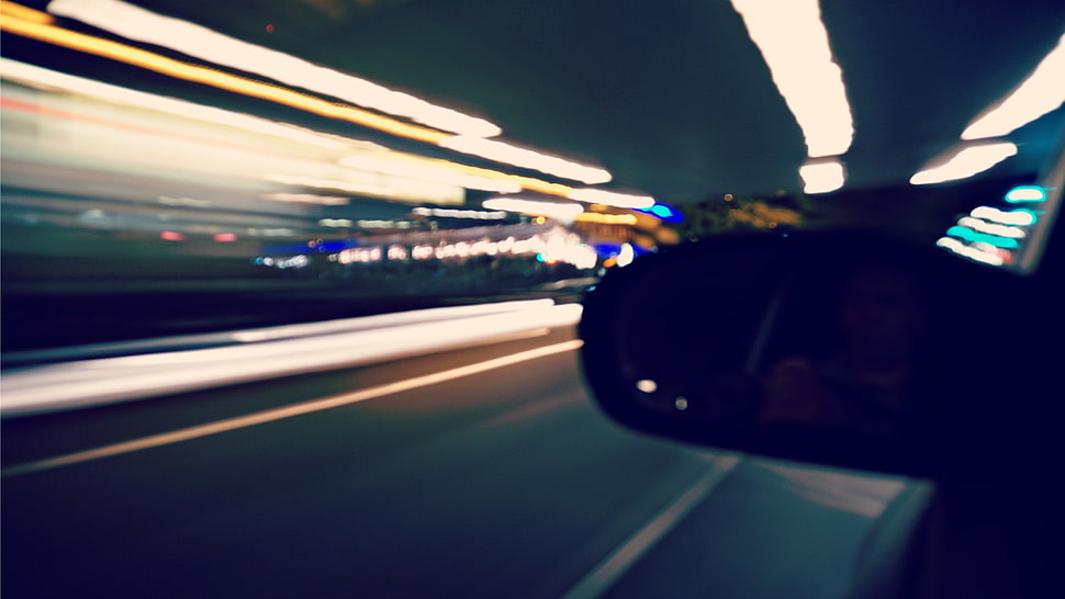 black side mirror, car, road HD wallpaper