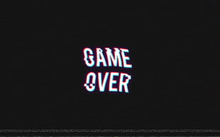 black background with game over text overlay, GAME OVER, video games, retro games, distortion