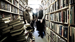 group of men at library HD wallpaper
