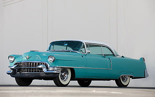 teal Chevrolet classic coupe, car