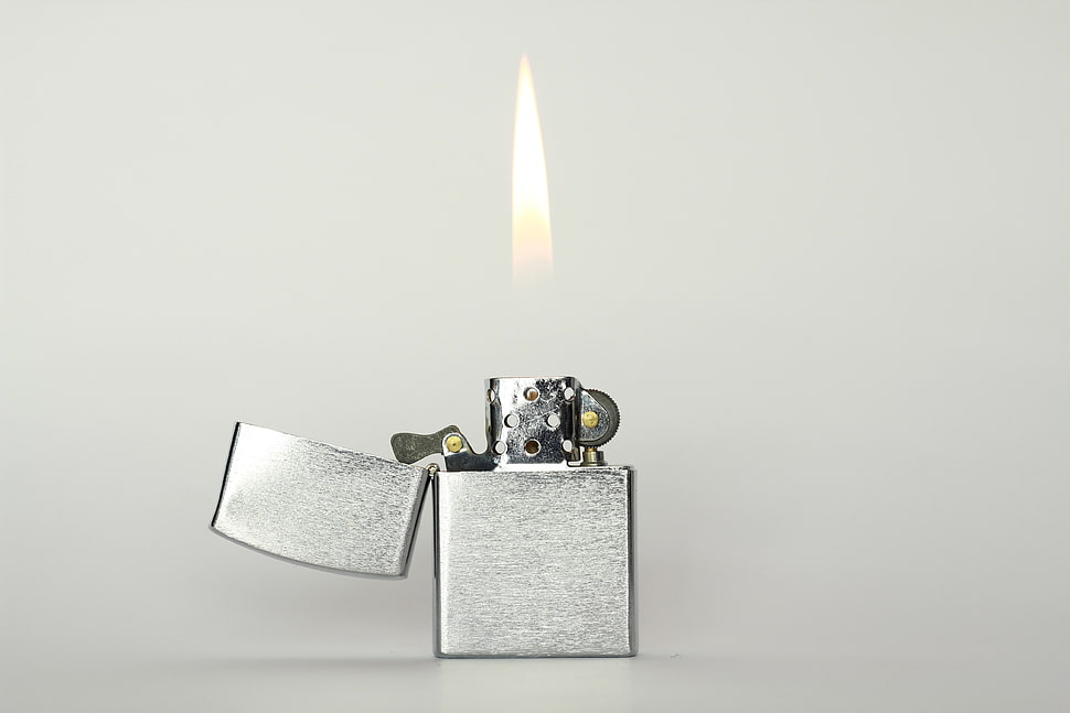 photo of silver flip lighter HD wallpaper