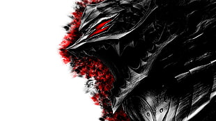 black and red monster illustration, Berserk, Guts, anime, Kentaro Miura
