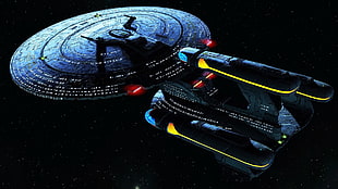 black and yellow Star Trek USS Enterprise HD wallpaper