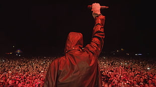 person's black hoodie, mgk, machine gun kelly, alpha omega, crowds HD wallpaper