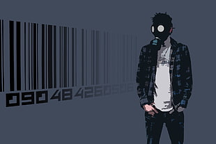 barcode, gas masks