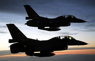 silhouette photo of two aircrafts, Turkish Air Force, Turkish Armed Forces, Turkish, General Dynamics F-16 Fighting Falcon