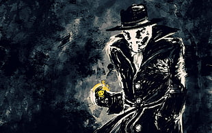 painting of black coated man