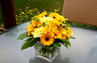 yellow flowers centerpiece