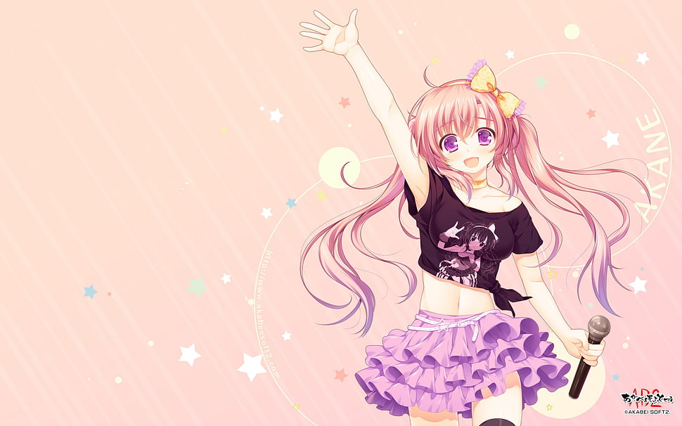 pink haired female illustration, manga HD wallpaper