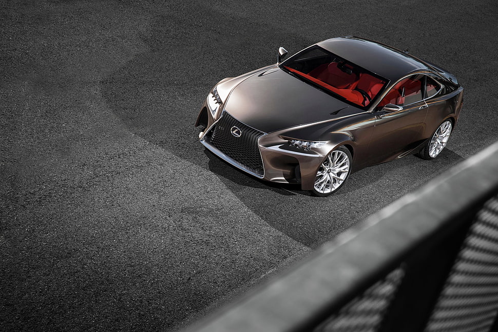 gray Lexus coupe parked on concrete pavement HD wallpaper