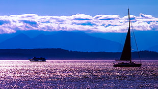 silhouette shot of sail on body of water, puget sound
