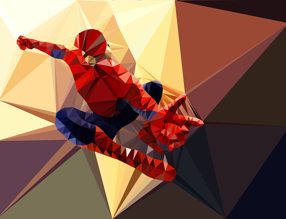 Spider-Man digital wallpaper, low poly, Spider-Man HD wallpaper